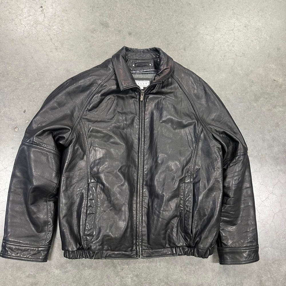 Wilson Pelle studio Black leather bomber jacket with zipper closure Sz Lg
